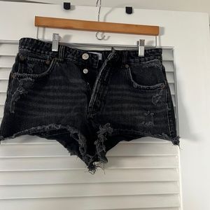 Zara black denim shorts